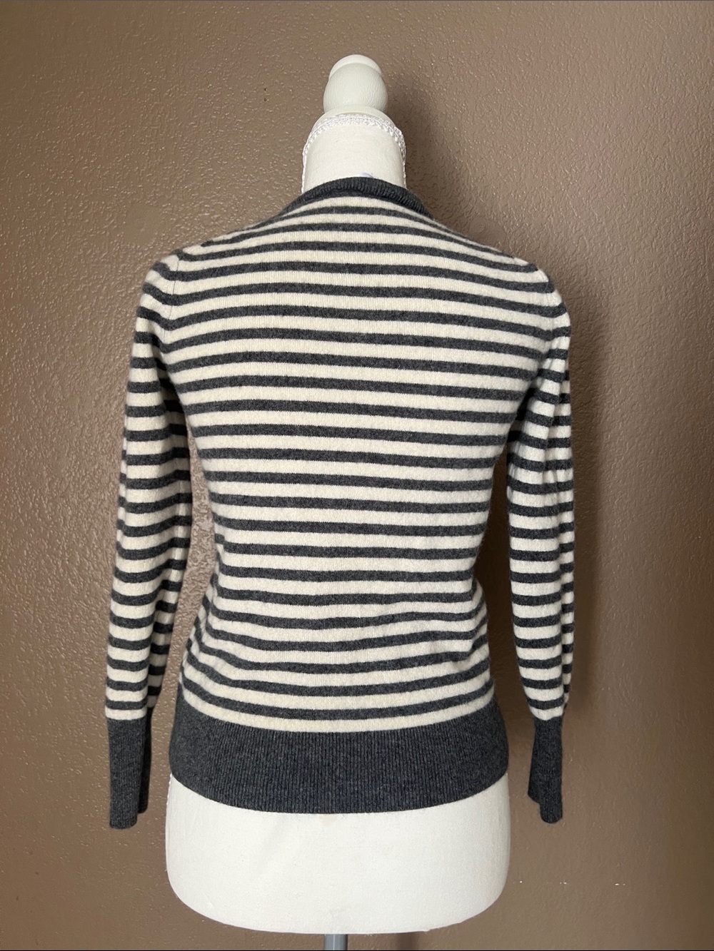 Everlane Striped Crewneck Sweater - Charcoal & Cream - Picture 2 of 3